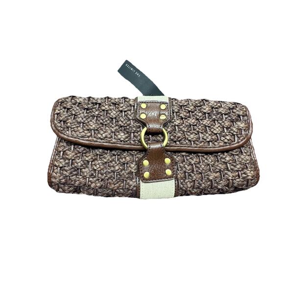 The Limit Brown woven Clutch purse NWT boho bag gold hardware - Picture 1 of 6